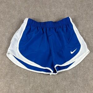 Nike Women's Dri-Fit Brief-Lined Blue-White Athletic Shorts Logo NWOT Size XS